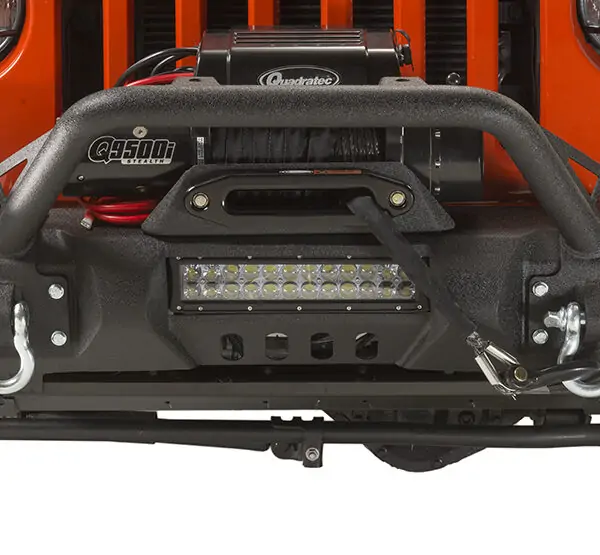 Jeep JK Front Stubby Winch Bumper W/Tube Guard 07-18 Wranger JK Black Texured Powercoated Fishbone Offroad - FB22004