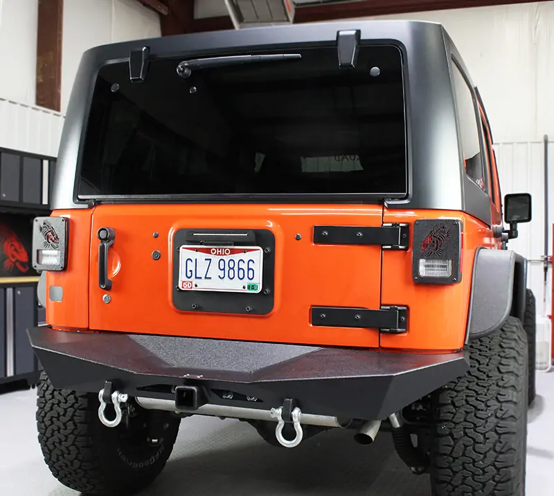 Jeep JK Rear Bumper 07-18 Wrangler JK Rubicon and Unlimited Steel Black Textured Powdercoat Manowar Series Fishbone Offroad - FB22046