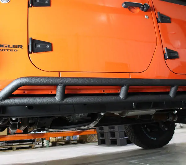 Jeep JK Rock Sliders 2 Door 07-18 Wrangler JK Unlimited Steel Black Textured Powdercoat Fishbone Offroad - FB23008