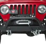 Jeep TJ Front Bumper W/Winch Guard 97-06 Wrangler TJ Rubicon and Unlimited Steel Black Textured Powdercoat Piranha Series Fishbone Offroad - FB22048