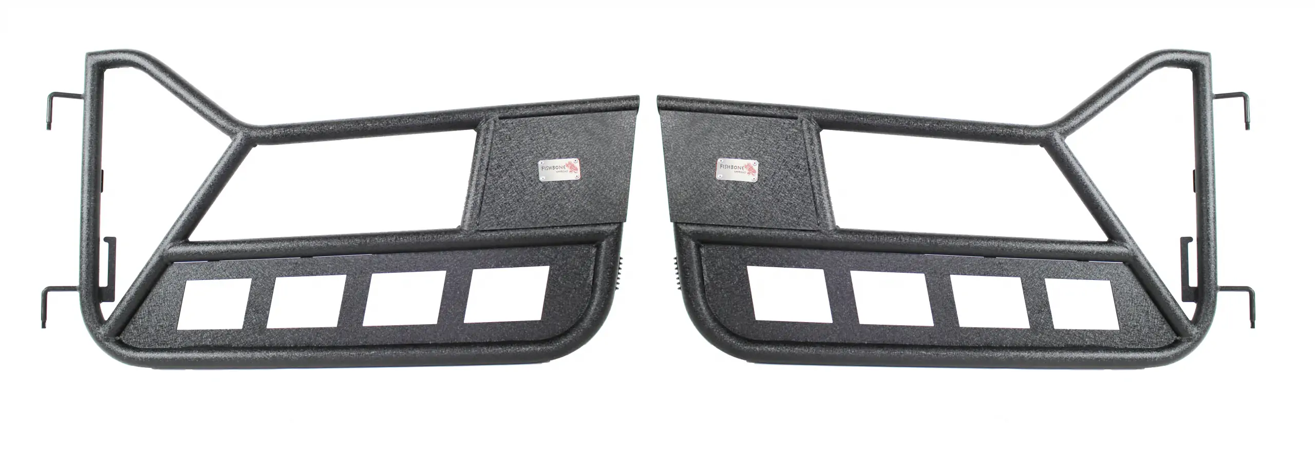 Jeep TJ Front Tube Doors 97-06 Wrangler TJ Black Textured Powdercoat Steel Fishbone Offroad - FB24077