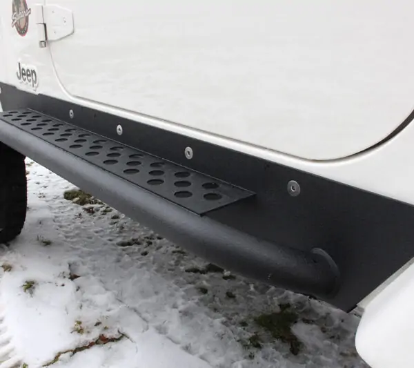 Jeep TJ Rock Slider W/Tube Step 97-06 Wrangler TJ Steel Black Textured Powdercoat  Fishbone Offroad - FB23028