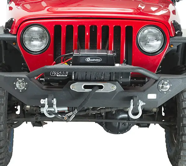 Jeep TJ/YJ Front Bumper W/LED's 87-06 Wrangler TJ/YJ Steel Black Textured Powercoat Fishbone Offroad - FB22016