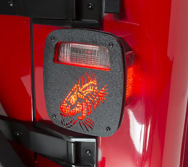 Jeep Wrangler CJ YJ TJ Tail Light Covers Black Textured Powdercoat Fishbone Offroad - FB31044
