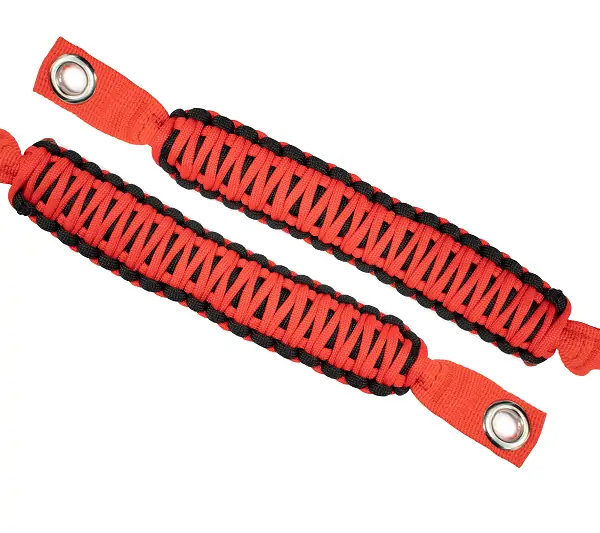 Paracord Grab Handles for A Pillar Sound Bar 07-18 Wrangler JK Red Fishbone Offroad - FB55284