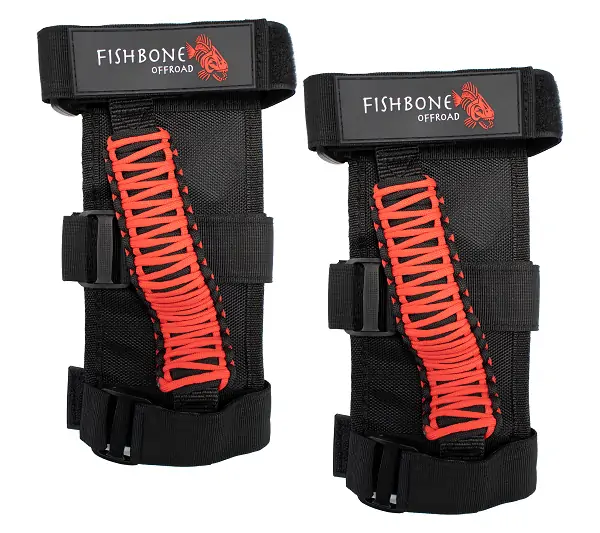 Paracord Grab Handles w/Three Straps Red Fishbone Offroad - FB55280