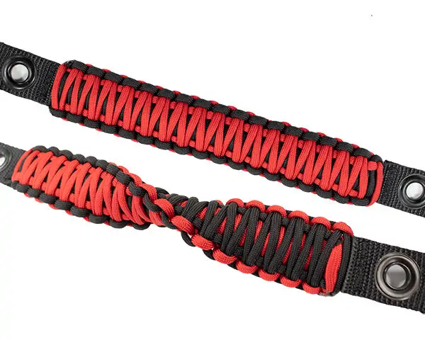 Wrangler Paracord Door Handles Black/Red for 97-06 Jeep Wrangler Fishbone - FB55286