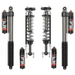 Fox 2.5 Perf Elite Series 1.5-2 Front Lift Reservoir Adjustable Coilovers and 0-1 Rear Lift Reservoir Adjustable Shocks for 2021-2024 Ford F-150 RWD