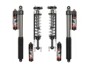 Fox 2.5 Perf Elite Series 1.5-2 Front Lift Reservoir Adjustable Coilovers and 0-1 Rear Lift Reservoir Adjustable Shocks for 2021-2024 Ford F-150 RWD