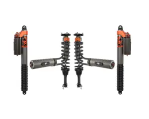 Fox Factory Race Series 3.0 Internal Bypass 2.5 Front Lift Reservoir Adjustable Coilovers with 0-1 Rear Lift Piggyback Reservoir Adjustable Shocks for 2021-2024 Ford F-150