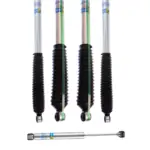 Bilstein 5100 4-6 Front and 3-5 Rear Lift Shocks with B8 5100 Steering Damper for 2000-2005 Ford Excursion 4WD