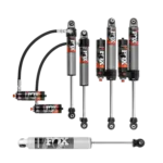 Fox Performance Elite Series 2-3 Front-Rear Lift Shocks and IFP Steering Stabilizer for 2018-2022 Jeep Wrangler JL 2WD-4WD 2.5 Reservoir Compression Adjustable