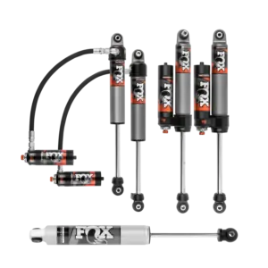 Fox Performance Elite Series 3.5-4 Front-Rear Lift Shocks and IFP Steering Stabilizer for 2018-2022 Jeep Wrangler JL 2WD-4WD 2.5 Reservoir Compression Adjustable