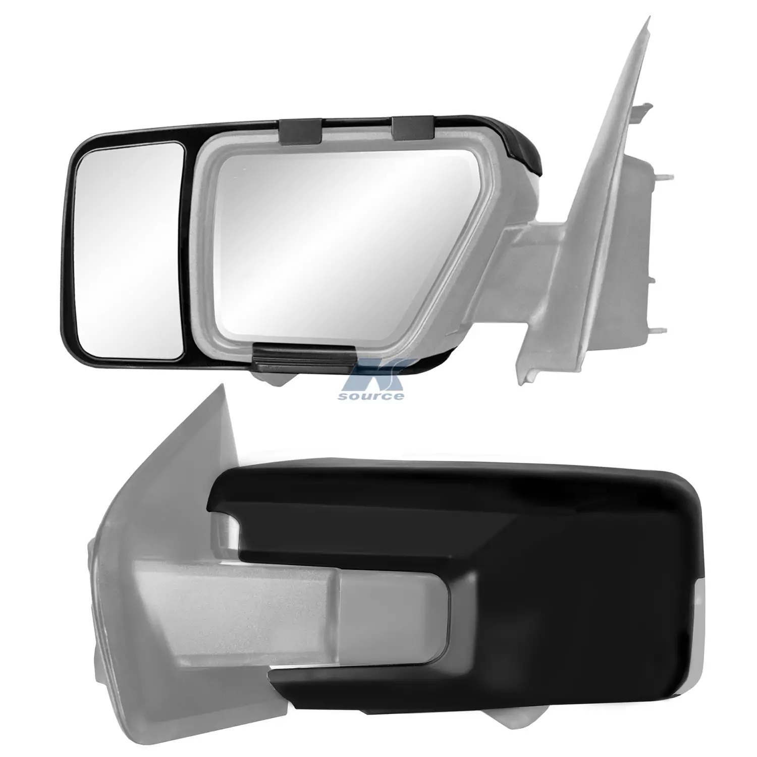 K-Source 81860 Snap & Zap Clip-On Towing Mirror Set for 2021-2024 Ford F-150 - Driver & Passenger Side