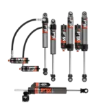 Fox 2.5 Perf Elite Series 4.5-6 Front Rear Lift Shocks with 2.0 ATS Steering Stabilizer for 2007-2018 Jeep Wrangler JK 2WD-4WD