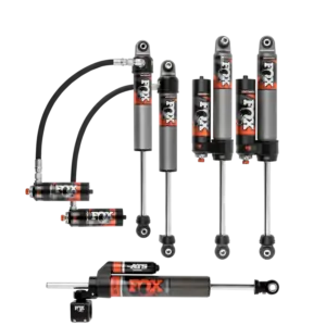 Fox 2.5 Perf Elite Series 4.5-6 Front Rear Lift Shocks with 2.0 ATS Steering Stabilizer for 2007-2018 Jeep Wrangler JK 2WD-4WD