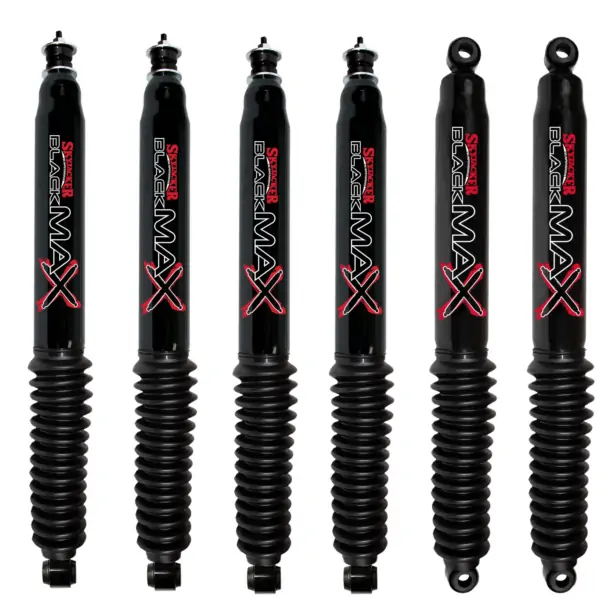 80-96 Ford F-150 4WD 4 Quad Front Shocks and 1.5-5 Rear Lift Skyjacker Black MAX Shocks
