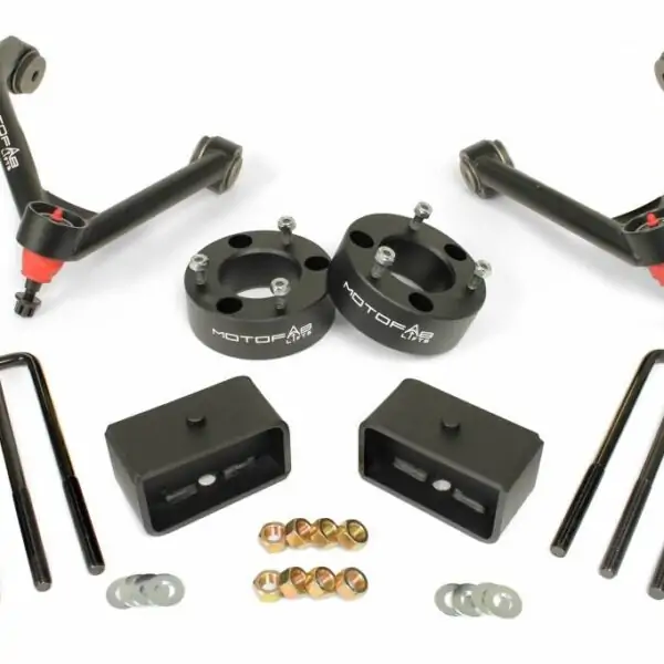 MotoFab 3" Front 2" Rear Leveling Lift Kit with Upper Control Arms - 2017-2018 Chevy Silverado / GMC Sierra 1500
