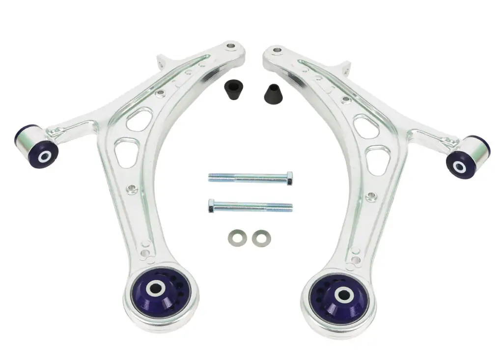SuperPro Alloy Front Lower Control Arm Set for 2008-2018 Subaru WRX & WRX STI - Enhanced Caster Adjustment - ALOY0015K