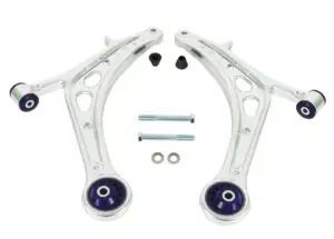 SuperPro Alloy Front Lower Control Arm Set for 2008-2018 Subaru WRX & WRX STI - Enhanced Caster Adjustment - ALOY0015K
