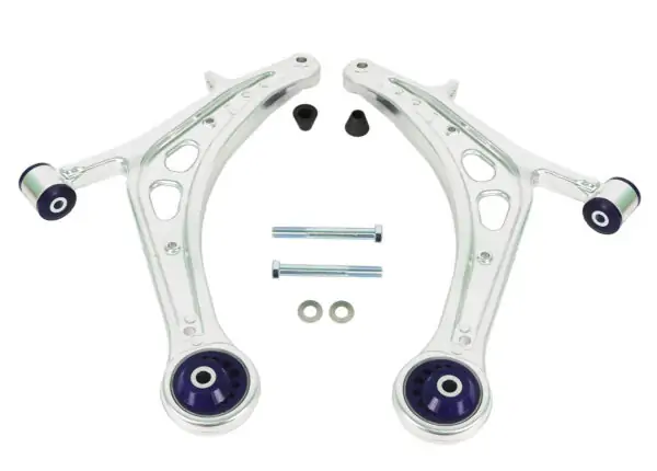 SuperPro Alloy Front Lower Control Arm Set for 2008-2018 Subaru WRX & WRX STI - Enhanced Caster Adjustment - ALOY0015K