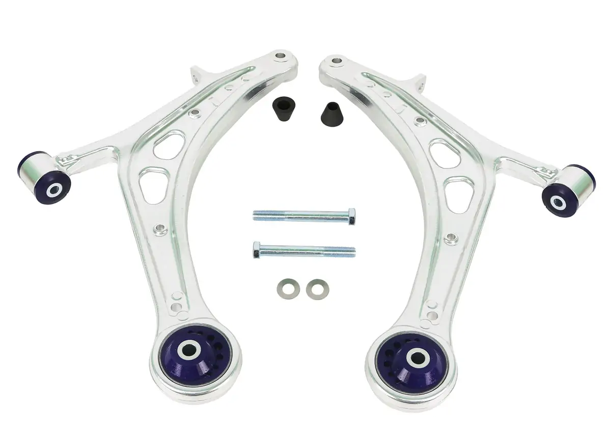 SuperPro Alloy Front Lower Control Arm Set for 2008-2018 Subaru WRX & WRX STI - Enhanced Caster Adjustment - ALOY0015K