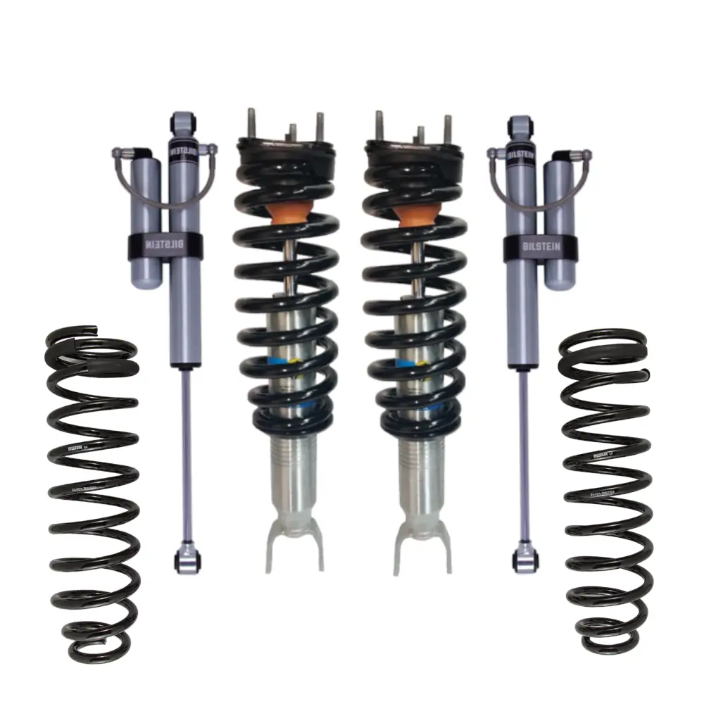 Bilstein 6112 0-2.75 Front Lift Assembled Coilovers with 5160 1-2.5 Rear Lift Shocks and B12 1 Rear Lift Coil Springs for 2011-2018 Ram 1500 4WD